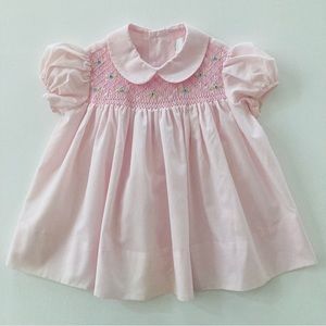 Vintage Baby Girl 18 Months Pink Smocked Dress Spring Summer Easter